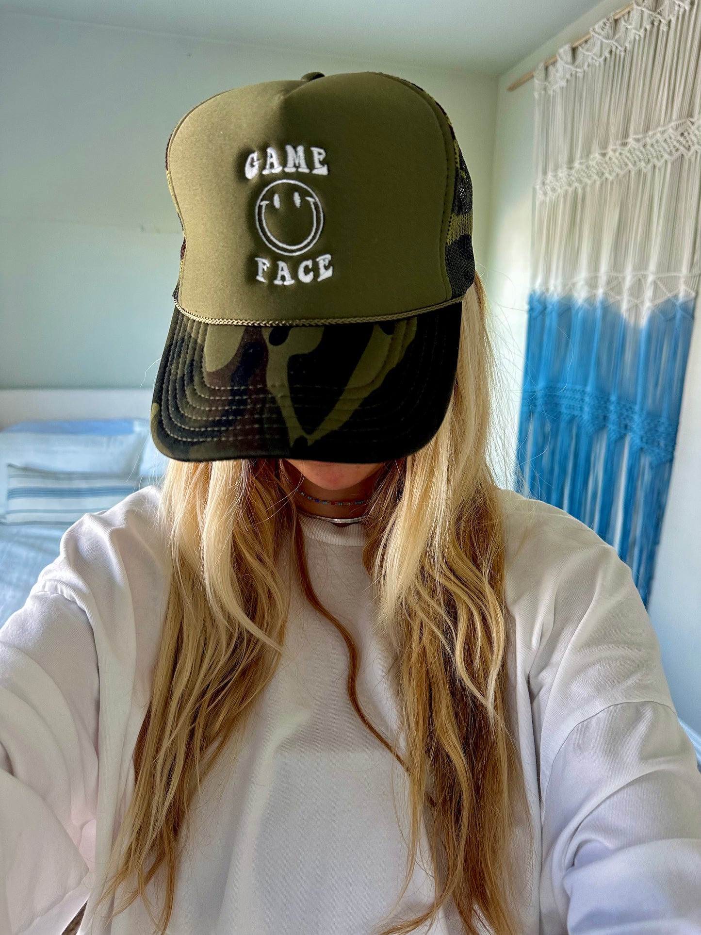 game face camo trucker hat