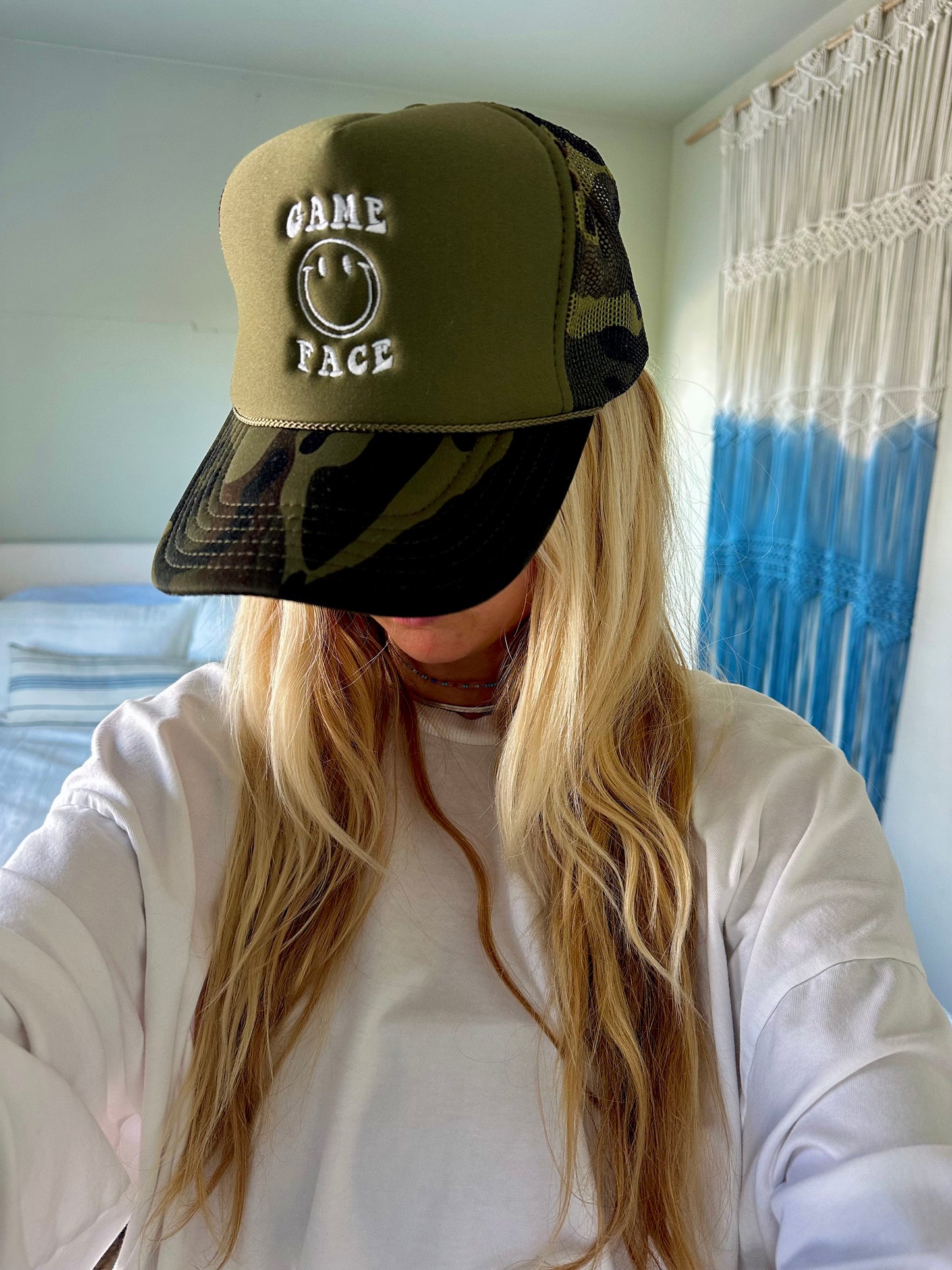 game face camo trucker hat
