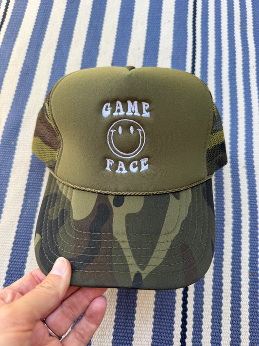 game face camo trucker hat